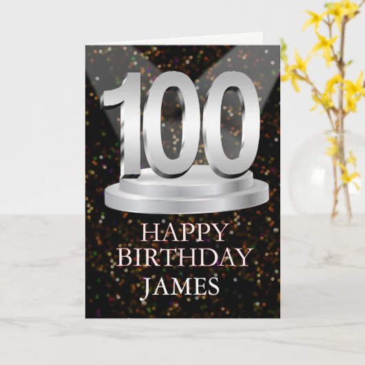 100th Birthday Spotlights Voeg een naam toe Kaart (Gele Bloem)