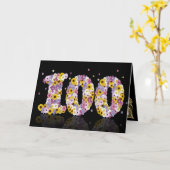 100th carte d'anniversaire avec les lettres (Fleur jaune)