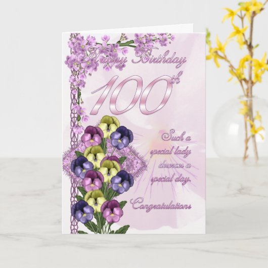 100th Carte d'anniversaire pour Madame spéciale (Fleur jaune)