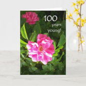 100th Carte d'anniversaire - roses roses (Fleur jaune)