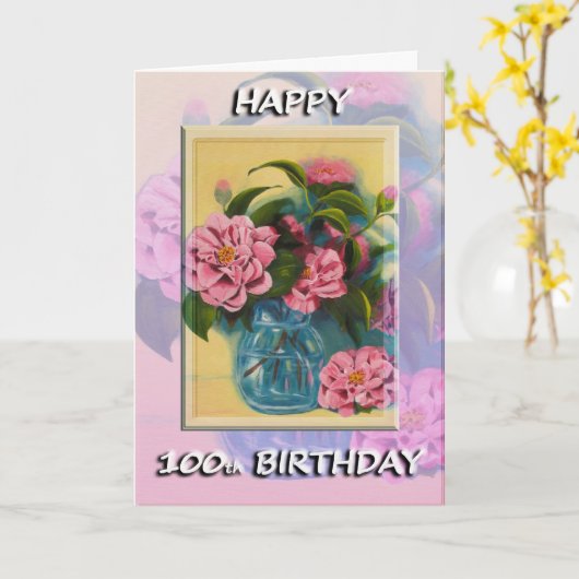 100th carte de voeux heureuse d'anniversaire (Fleur jaune)