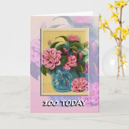 100th carte de voeux heureuse d'anniversaire (Fleur jaune)