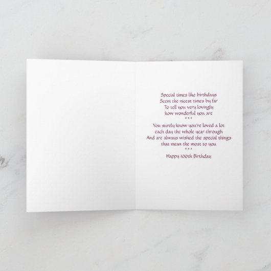 100th carte florale de félicitations (Intérieur)