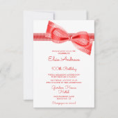 100th Centenarian Red Bow & Ribbon Birthday Kaart (Voorkant)