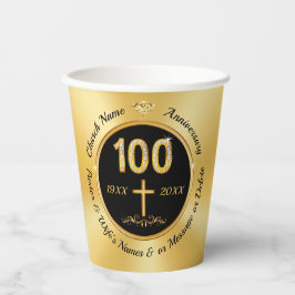 100th Church Jubileum, papieren bekers, GEPERSONAL Papieren Bekers