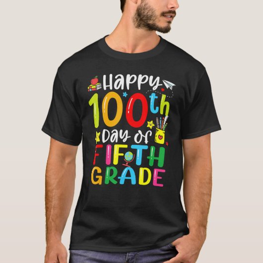 100th Day Of School 5th Fifth Grade Teacher Studen T-shirt (Voorkant)