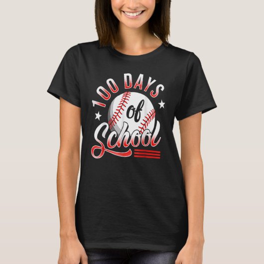 100th Day Of School Baseball 100 Days Smarter Teac T-shirt (Voorkant)