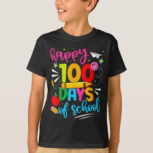 100th Day Of School Happy 100 Days Teachers Boy Gi T-shirt (Voorkant)