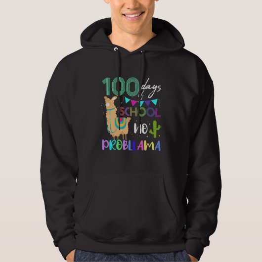 100th day of school llama for child hoodie (Voorkant)