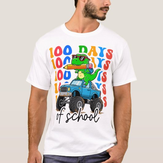 100th Day of School Monster Truck Dinosaur Fun T-shirt (Voorkant)