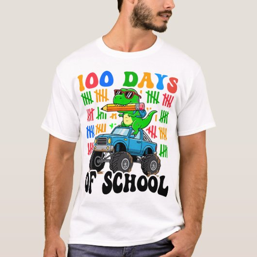 100th Day of School Monster Truck Dinosaur Fun T-shirt (Voorkant)