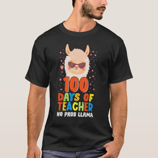 100th day of school No Prob Llama 100 days Smarter T-shirt (Voorkant)