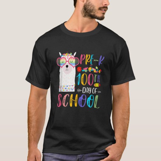 100th Day Of School No Prob Llama Teacher 100 Days T-shirt (Voorkant)