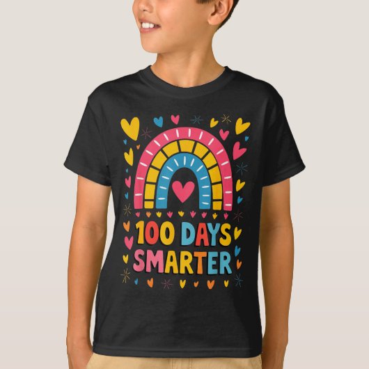 100th Day Of School Teacher 100 Days Smarter Rainb T-shirt (Voorkant)