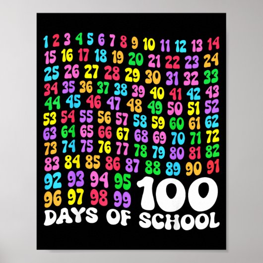 100th Day Of School Teacher Kids 100 Days Math Num Poster (Voorkant)