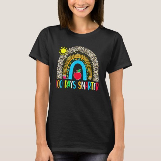 100th Day Of School Teacher Leopard Rainbow 100 Da T-shirt (Voorkant)