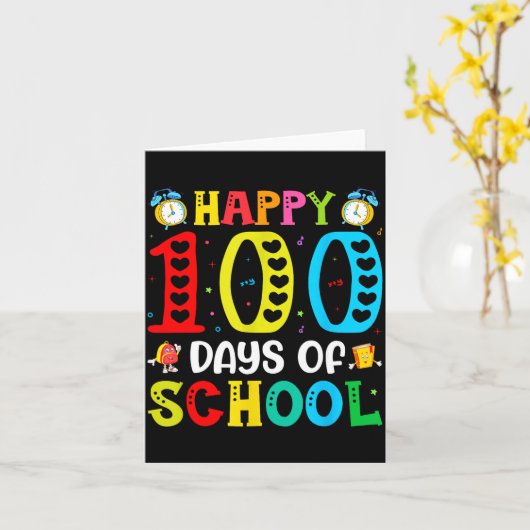 100th Day Of School Teachers Students 100 Days Of  Kaart (Gele Bloem)