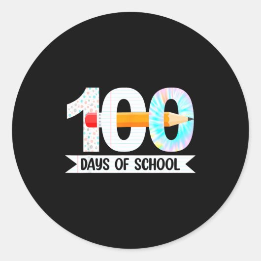100th Day Of School Teachers Students 100 Days Of Ronde Sticker (Voorkant)