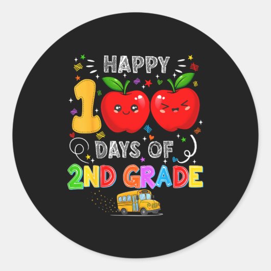100th Days Of 2nd Grade 100 Days Toddler Girl Ronde Sticker (Voorkant)