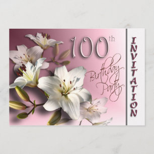 100th Invitation de fête d'anniversaire - lis