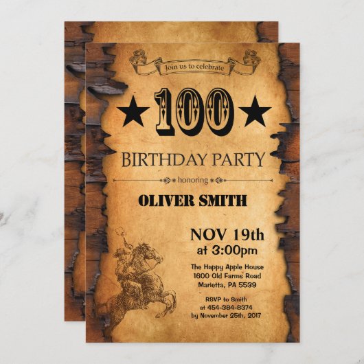 100th Invitation occidentale d'anniversaire (Devant / Derrière)