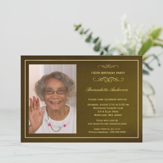 100th Invitations de fête d'anniversaire - avec la (Debout devant)