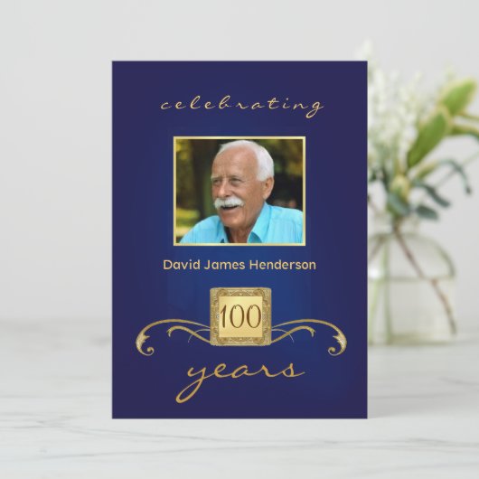 100th Invitations de photo de fête d'anniversaire (Debout devant)