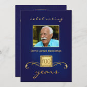 100th Invitations de photo de fête d'anniversaire (Devant / Derrière)