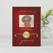 100th Invitations de photo de fête d'anniversaire (Debout devant)