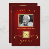 100th Invitations de photo de fête d'anniversaire (Devant / Derrière)