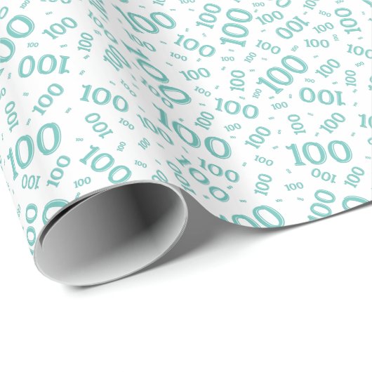 100th TESL/White Random Number Pattern Small Cadeaupapier (Rol Hoek)