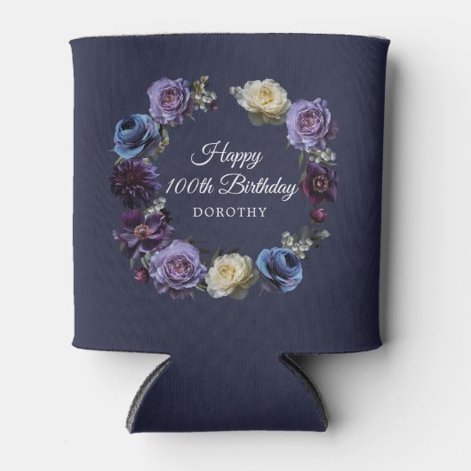 100th Verjaardag Gepersonaliseerde Moody Paarse bl Blikjeskoeler (Voorkant)