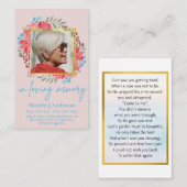 100x Carte commémorative de prière en PHOTO Floral (Devant / Derrière)