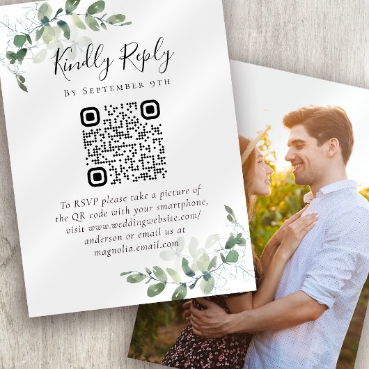 100x Site Mariage QR Code Photo Eucalyptus RSVP