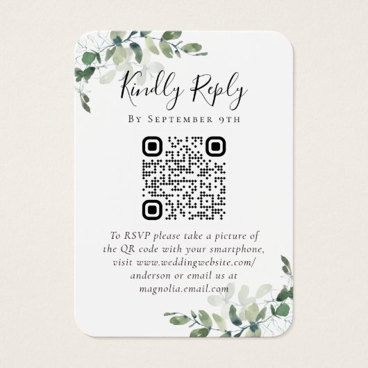 100x Site Mariage QR Code Photo Eucalyptus RSVP (Devant)