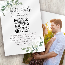 100x Wedding Website QR Code Foto Eucalyptus RSVP Visitekaartje