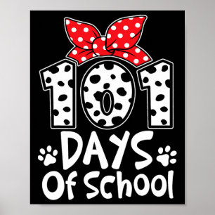 101 Dagen Van School Schattige Hond Gelukkige 100e Poster