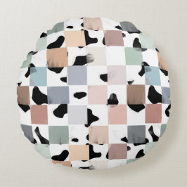 101 Koeien + Pastel Chalk Checker Rond Kussen