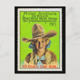 101 Ranch Cowgirl Poster Stamp #2, Panama Pacific Briefkaart