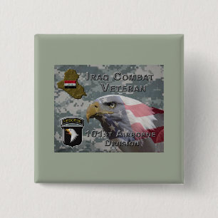 101e Airborne Div Irak Combat Veteran Vierkante Button 5,1 Cm