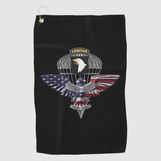101e Airborne Division Gepersonaliseerd Eagle Golfhanddoek (Voorkant)