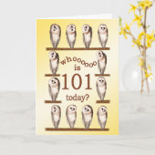 101e anniversaire, Carte des chouettes curieux. (Fleur jaune)