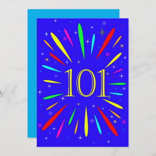 101e anniversaire de fête Invitation Explosion (Devant / Derrière)