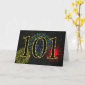 101e carte d'anniversaire avec feux d'artifice (Fleur jaune)