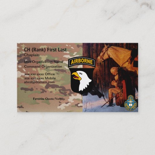 101e divisie Chaplain Card Visitekaartje (Voorkant)