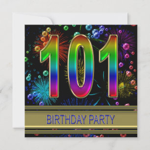 101e fête d'anniversaire Invitation avec bulles