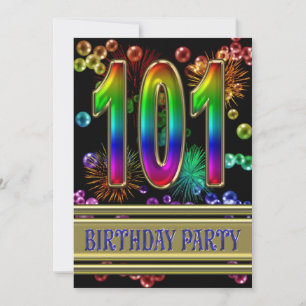 101e fête d'anniversaire Invitation avec bulles