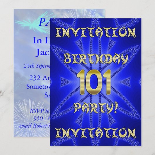 101e invitation de fête d'anniversaire (Devant / Derrière)