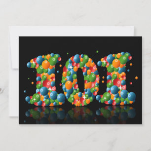 101e verjaardagsfeest, met bubbels en ballen kaart