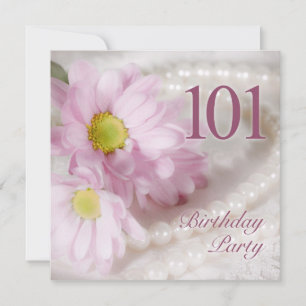 101ème anniversaire invitation avec marguerites